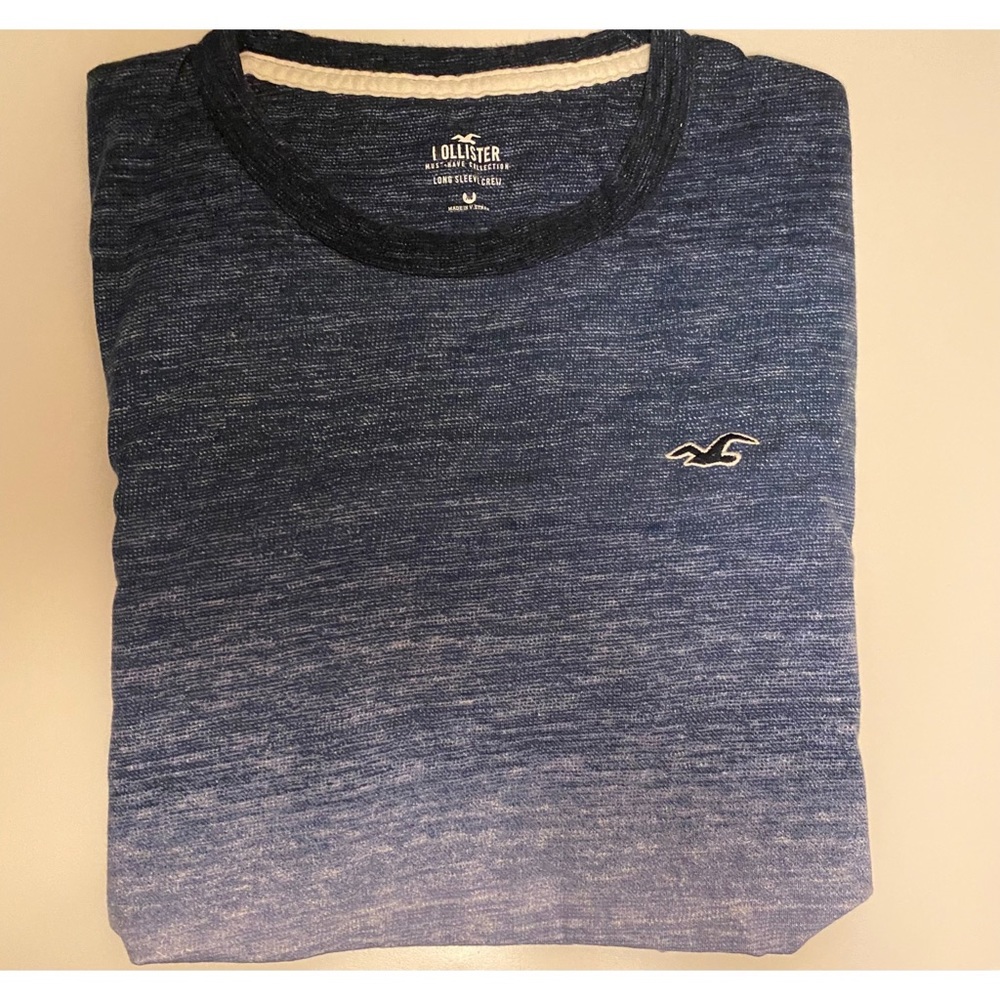 Mens Hollister Blue & White Long Sleeve T-shirt - Picture 2 of 2
